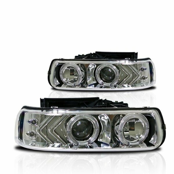 Winjet Halo Projector Head Lights - Chrome / Clear CHWJ-0214-C